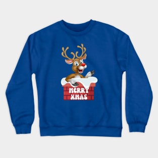 Rudolph on the chimney Crewneck Sweatshirt